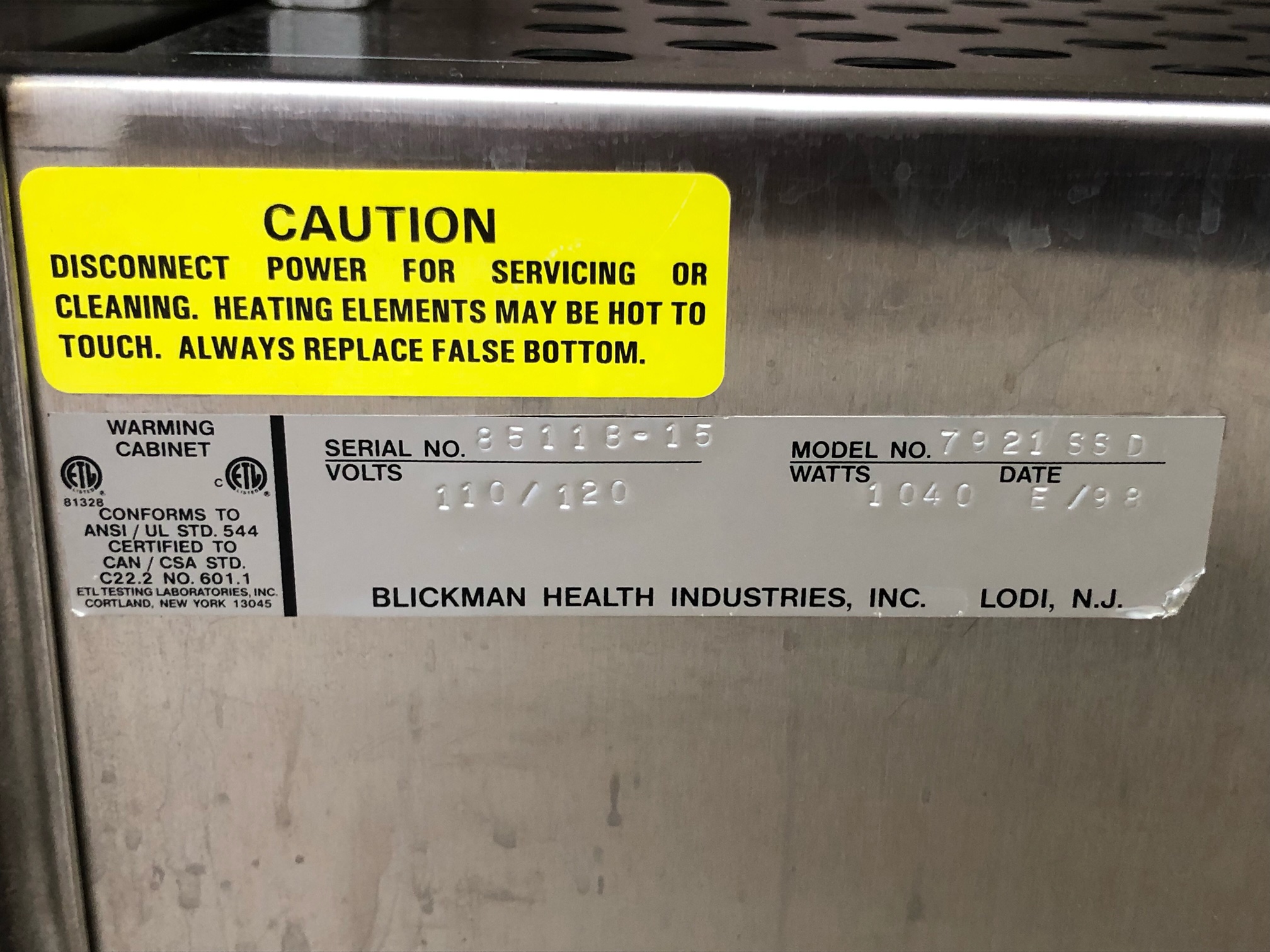 Blickman 7921 SSD Warming Cabinet