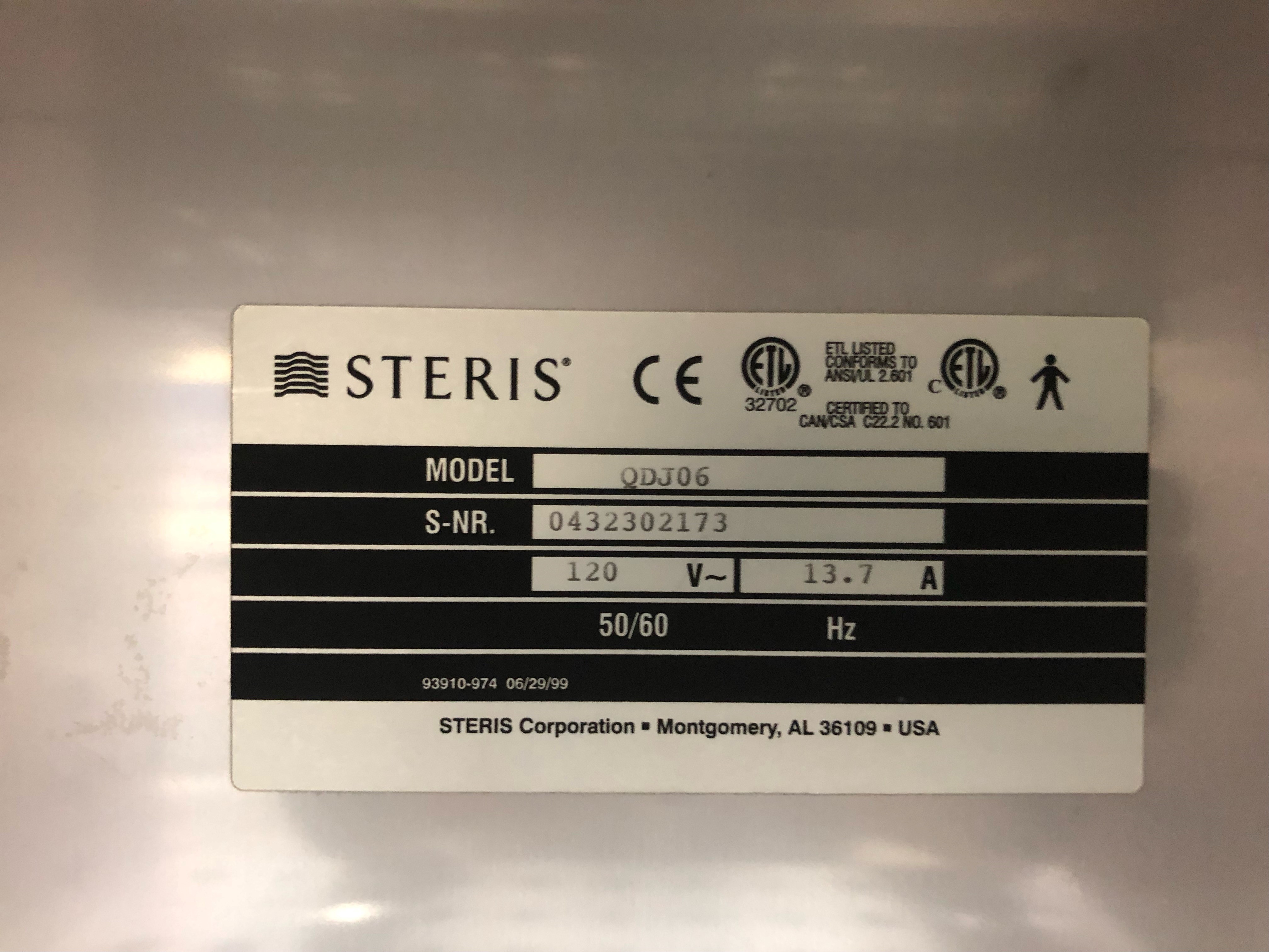 Steris/Amsco QDJ06 Warming Cabinet